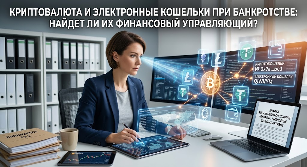 Поиск скрытой криптовалюты и электронных кошельков во время процедуры банкротства.